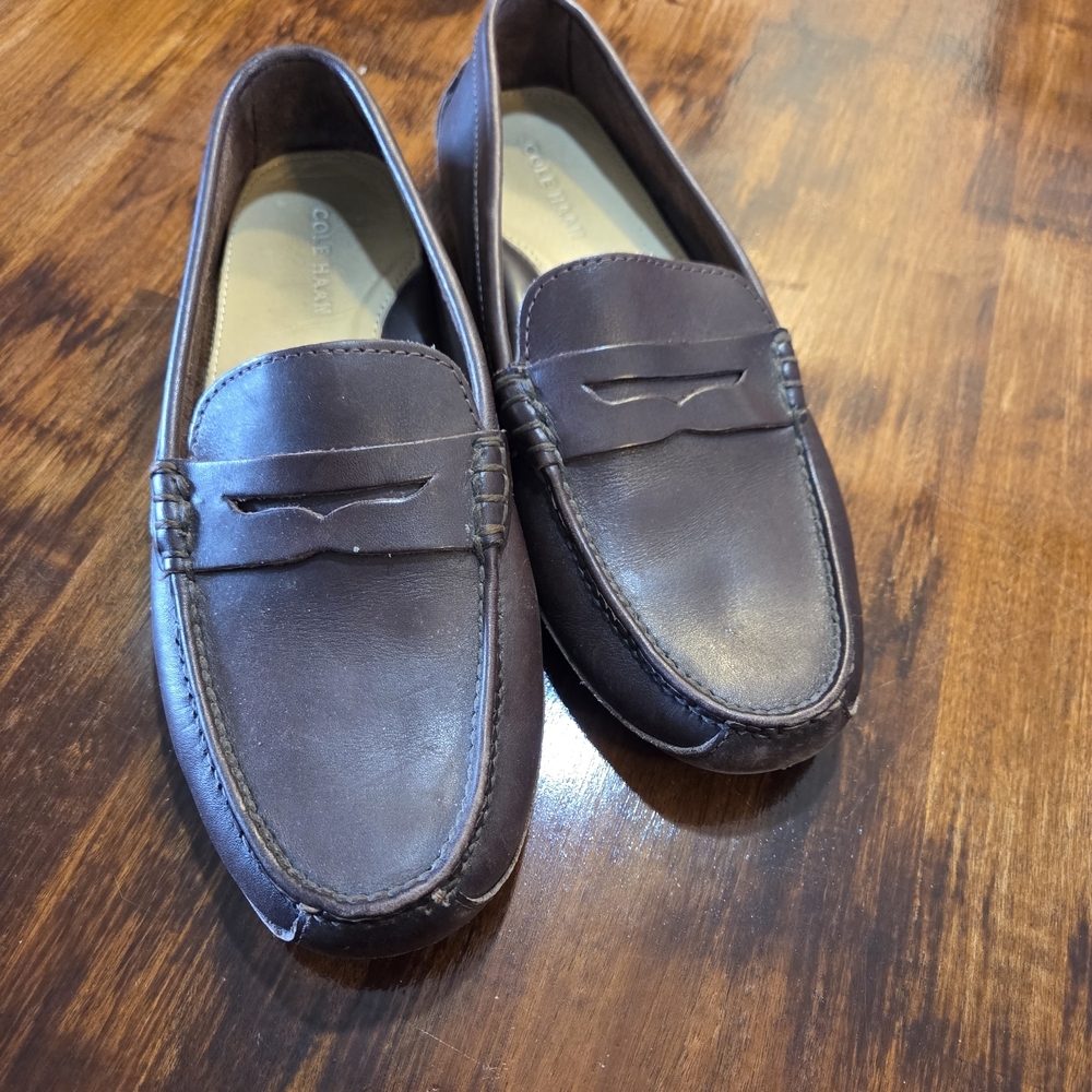 Cole Haan Grant Canoe Penny Loafer drivers in dark brown leather sz mens 9.5